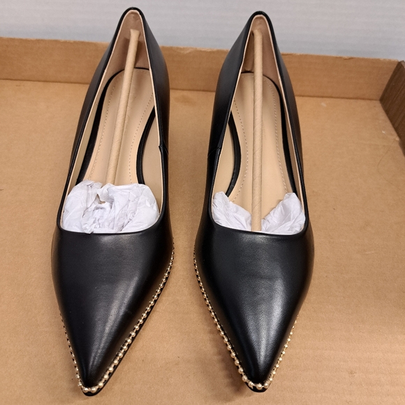COPY - Coach WILLA 45 Black LEATHER Pointed ToeHeels Pumps  US Size 8 New  With… - Picture 2 of 16